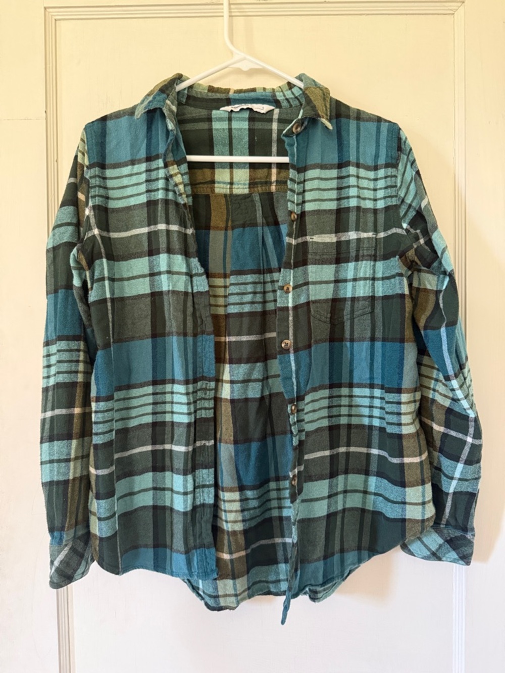 100% Cotton Sonoma Teal and Black Plaid Button-Down Shirt